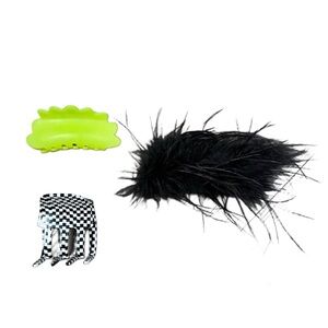 Hair Clip Set - Green, Black, and White